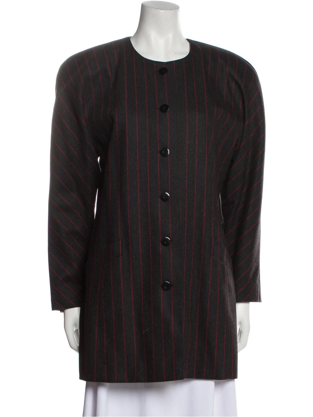 Escada Margaretha Ley Jacket Virgin Wool Striped Blazer Coat Old Money Mob Wife